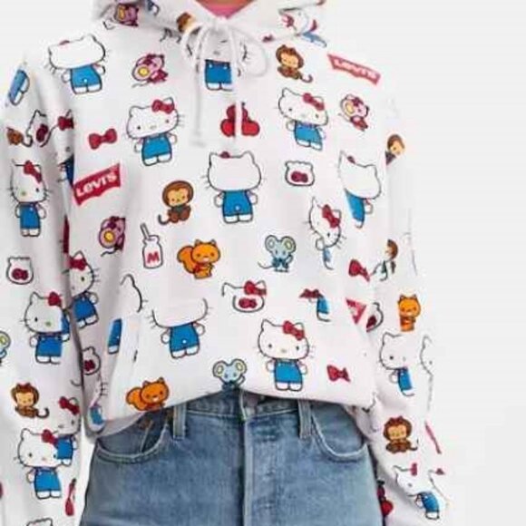 Levi's® X Hello Kitty Unbasic Hoodie Size S  White Limited Edition Collection - Picture 5 of 16